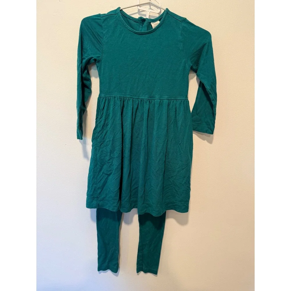 Kate Quinn Kids Teal Green Modal Dress and Leggings Set 2T Long Sleeve Outfit